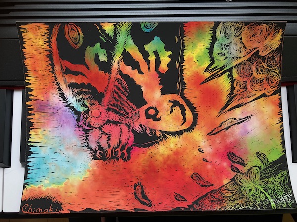 モスラのスクラッチアート